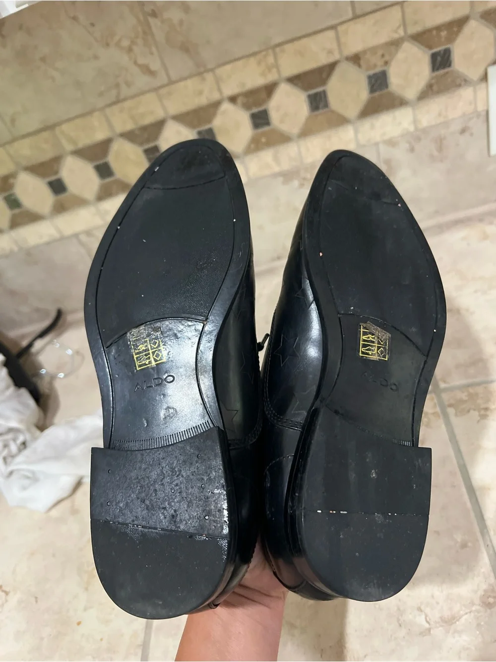 Aldo Black Leather Lace-Up Oxfords with Star Embossing